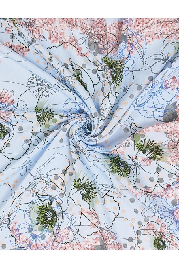 وشاح فيسكوز بنمط مختلط باللون الأزرق - 2