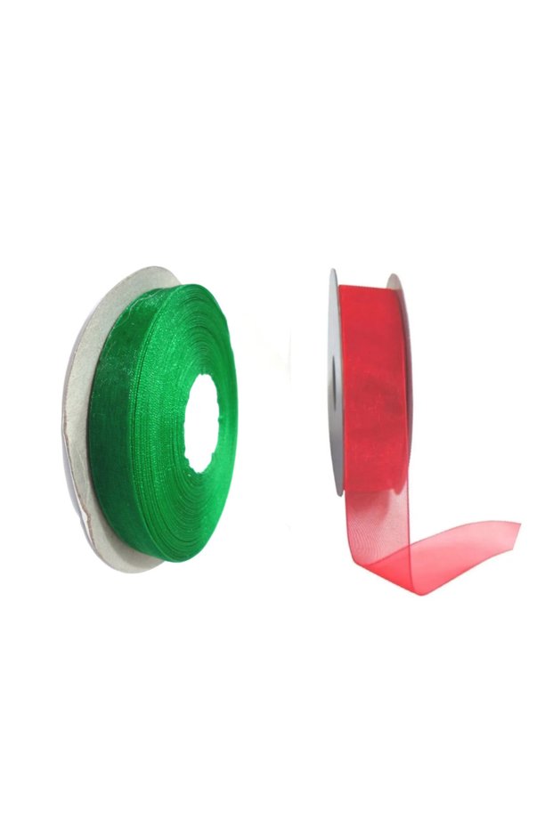 Christmas Ribbon Set 2 Pieces Red Ribbon and Green Ribbon Ribbon Decoration Ribbon Packaging Ribbon