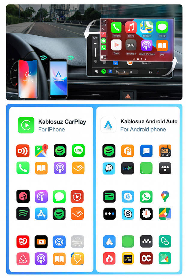 Kablosuz Carplay Adaptörü Android ve Apple Uyumlu Wireless Carplay - 2