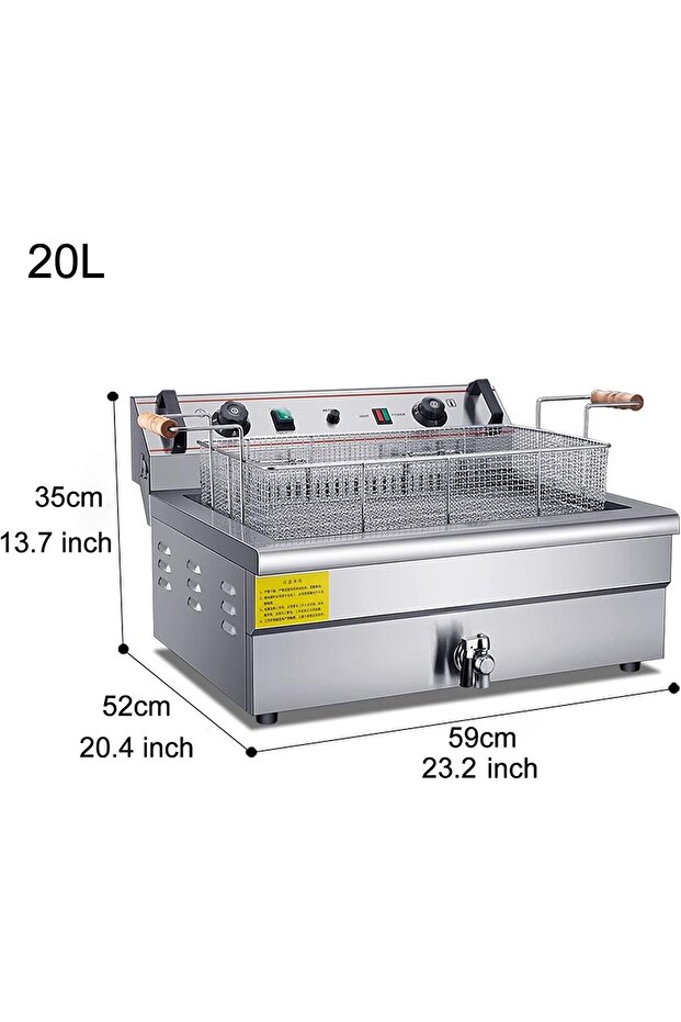 Large Capacity Electric Deep Fryer with Drain, Temperature Control And Temperature Limiter - 4