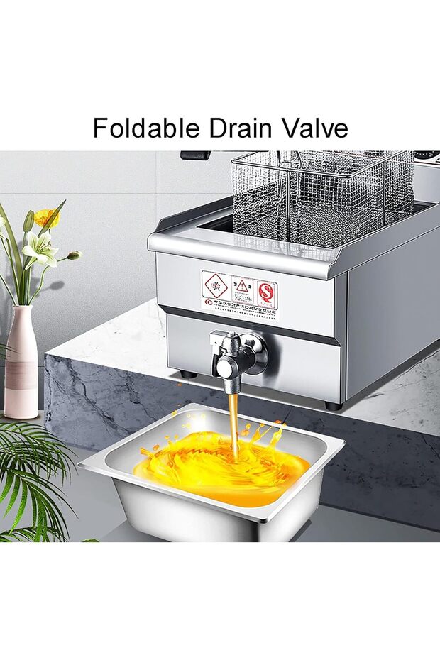 Large Capacity Electric Deep Fryer with Drain, Temperature Control And Temperature Limiter - 7