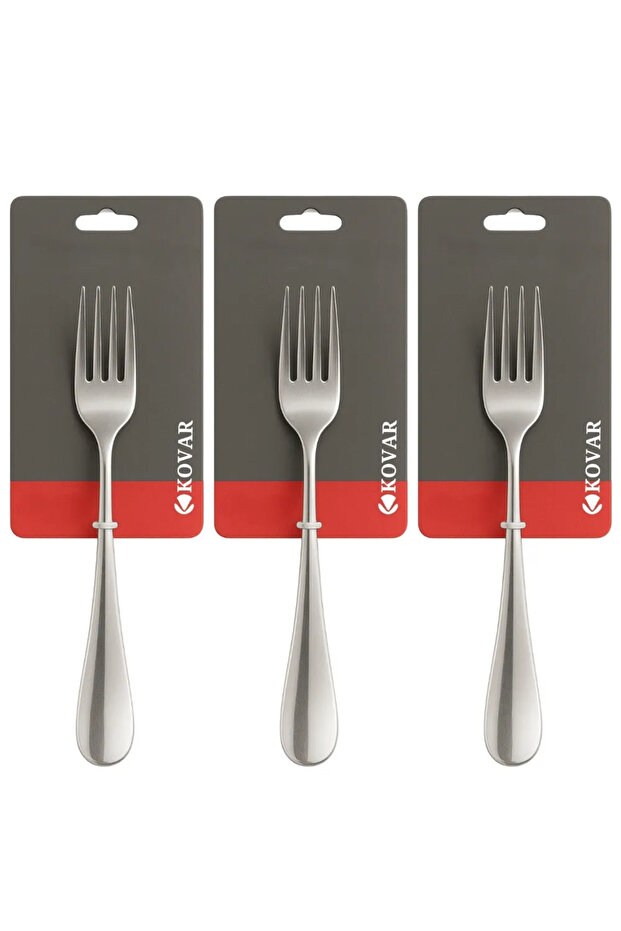 Elegant Stainless Steel Gray Dinner Fork Plain Design- 3pcs