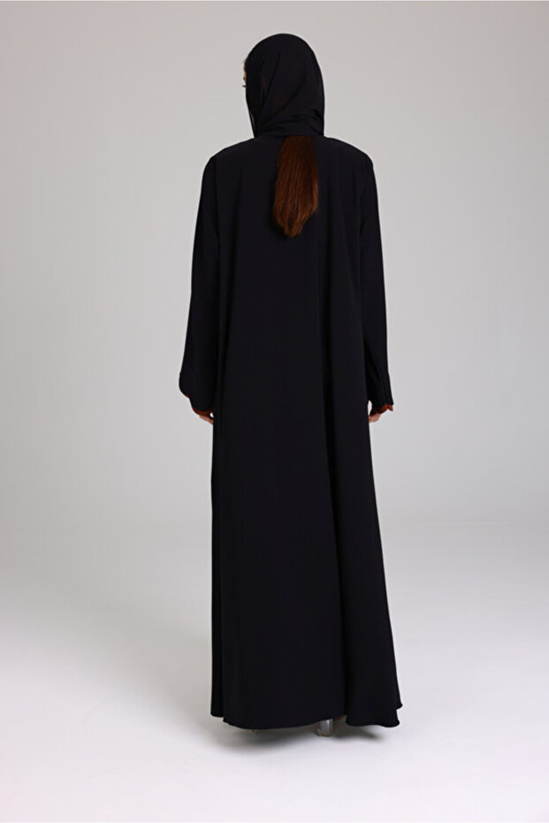 عباية مفتوحة بقصّة دائرية وطبقية أساسية - 3