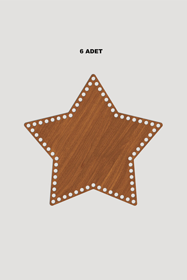 Wooden Star Basket Tray Base 13X14 cm 6 Pieces Walnut 3mm