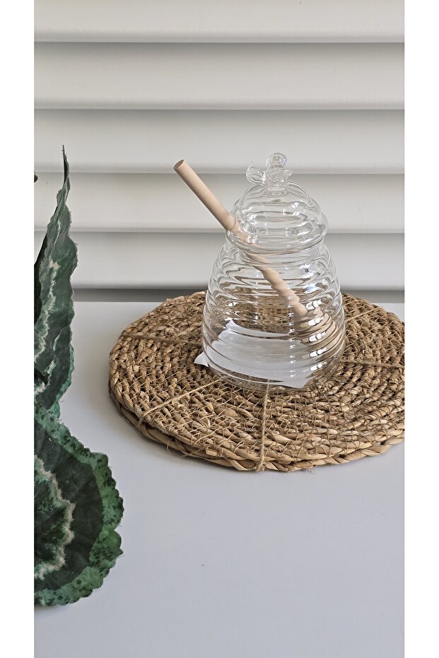 Glass Honey Jar with Wooden Spoon