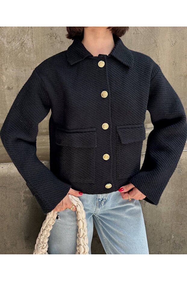 سترة بأزرار وياقة بولو - 1