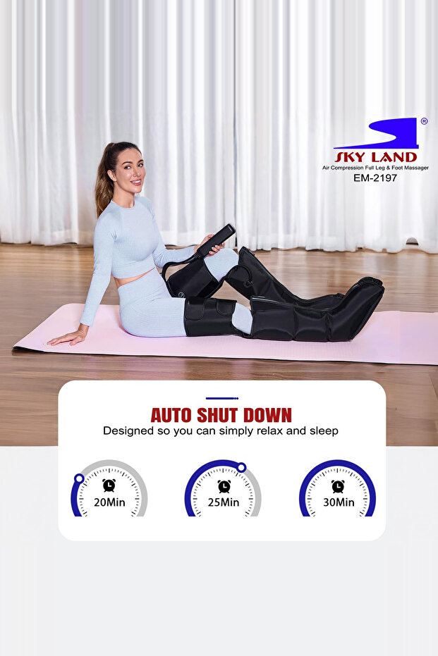 Air Compression Full Leg & Foot Massager with Heat EM-2197 3 Intensities, 3 Modes, 3 Heat Levels - 2