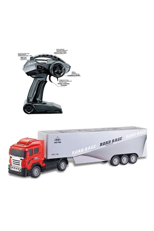 Remote Control Truck with Container Antbro® 1:32 Scale/2.4GHz Full Functions and Lights, Gray/Red - 1