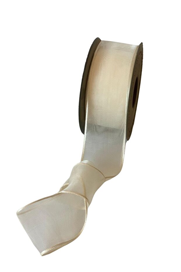 Cream Beige Chiffon Tulle Fabric Ribbon 4Cmx20M Gift Packaging Henna Bridal Dowry Bundle Decoration Ribbon Bow