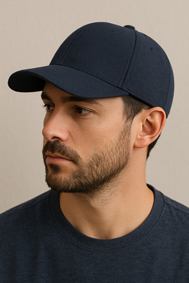 Men's Navy Blue Cashmere Hat Suitable for Winter Sports and Daily Use