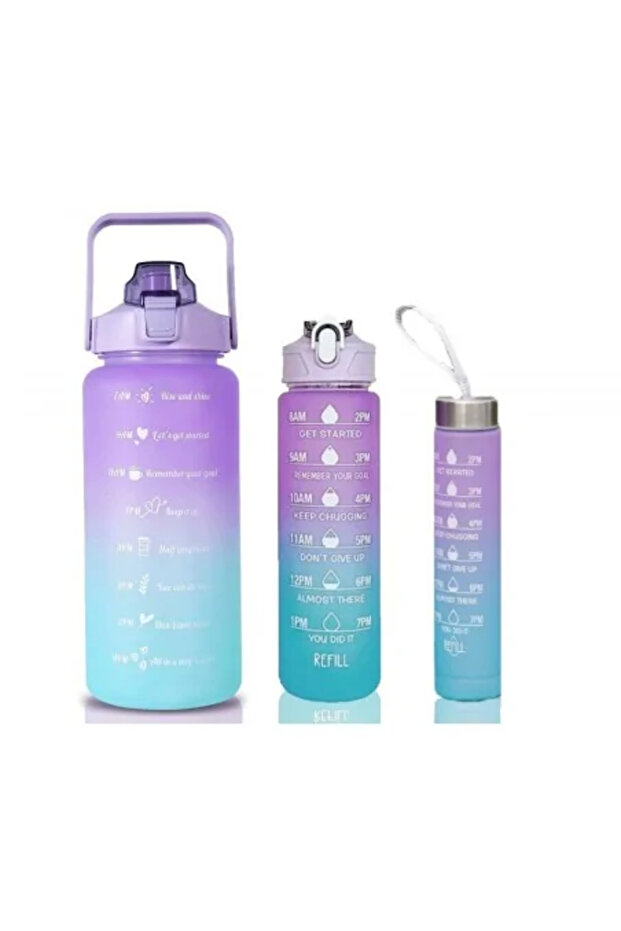Set 3 Water Bottles, 3 in 1, Modern Design with Time Scale, - 1