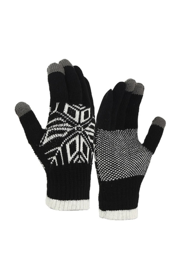 Winter Gloves for Men, Tactile, Warm, Universal Size, Snowflake Design, Touchscreen Function - 1