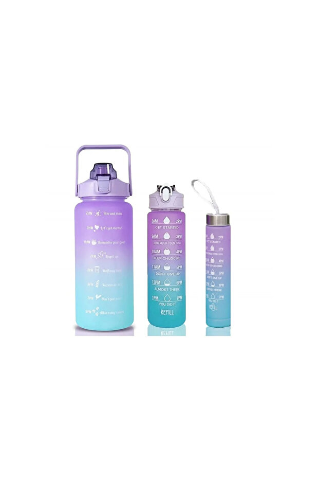 Set 3 Water Bottles, 3 in 1, Modern Design with Time Scale, - 7