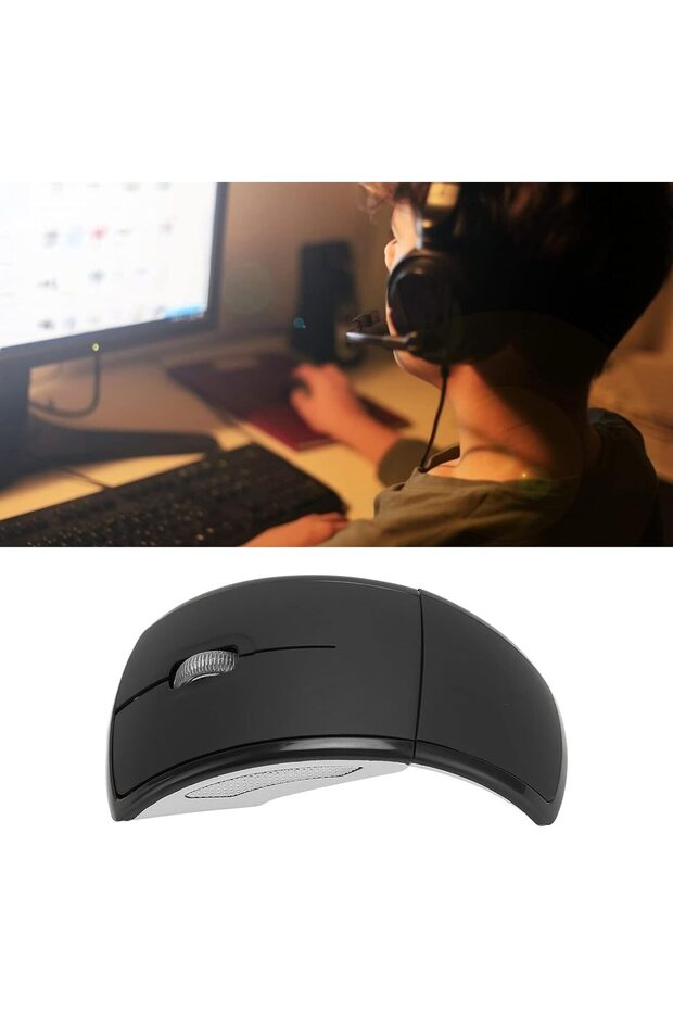 Foldable 2.4GHz Wireless Mouse with USB Connection – Compact Design 10m Operating Range Black Color - 2