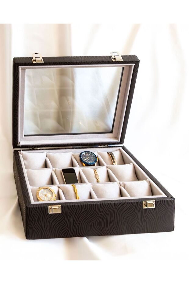 12 Watch Box, Faux Leather Covered, Custom Made, Handmade