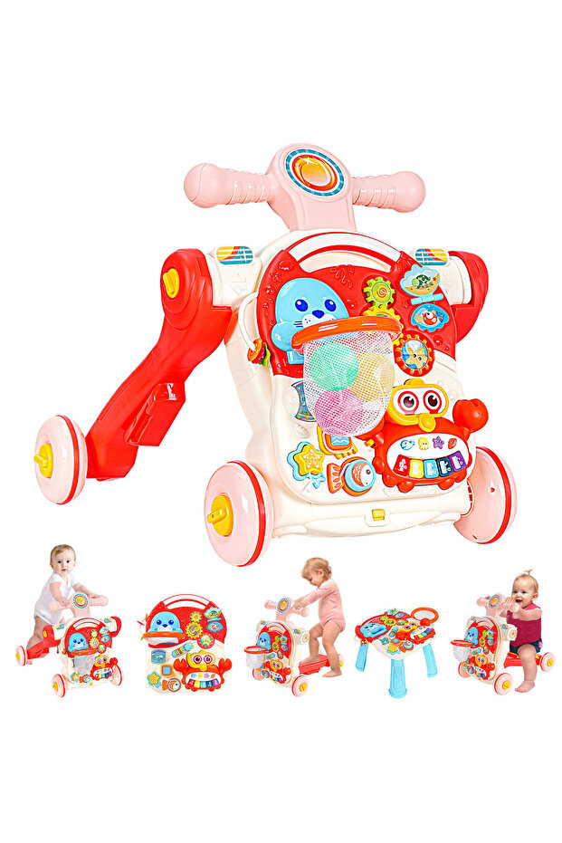 -Baby Activity Walker Sit-To-Stand Educational-Pink