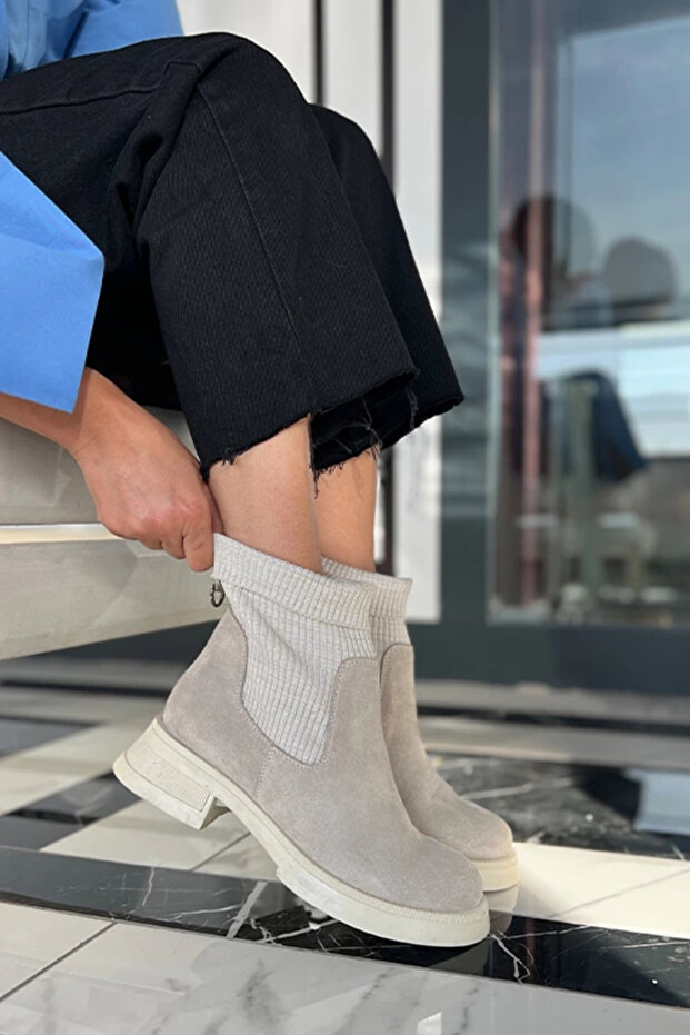 TRİKO BİLEKLİ SÜET BOT BEJ - 1