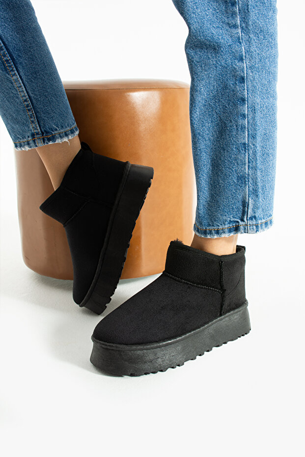 Kadın Kışlık Bot İçten Tüylü Kalın Taban Rahat Günlük Sıcak Tutucu Ayakkabı Ug Bot - 3