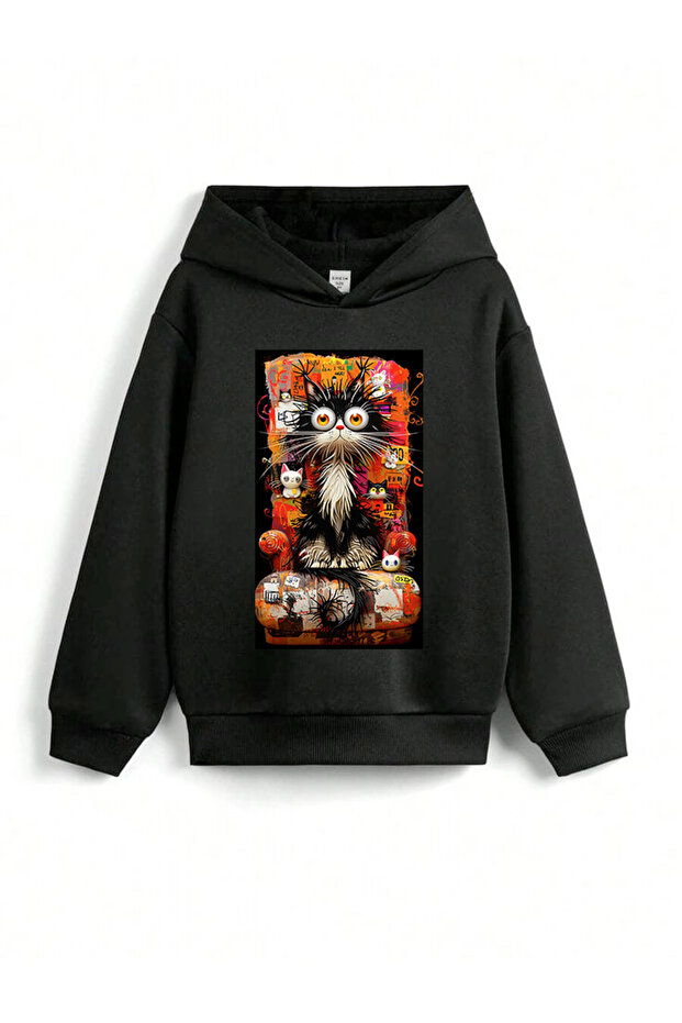 Cute Cats Printed Hooded Children's Sweatshirt