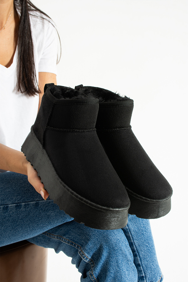 Kadın Kışlık Bot İçten Tüylü Kalın Taban Rahat Günlük Sıcak Tutucu Ayakkabı Ug Bot - 1