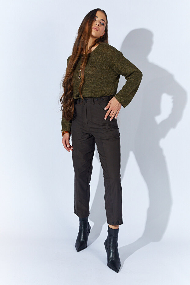 Apolet Detaylı Çİft Dikişli Pantolon - Kahve | MKW665400-01 - 3