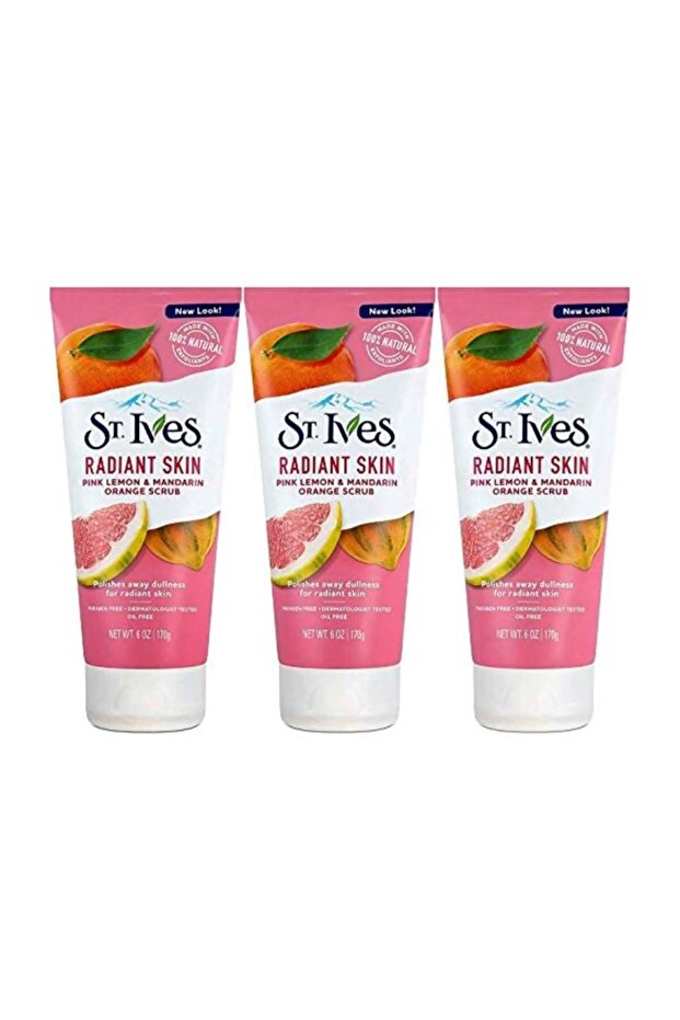 Pack Of 3 Pink Lemon And Mandarin Orange Scrub Set