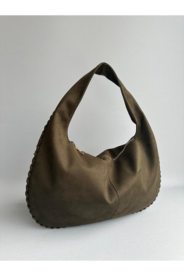 Women's Suede Large Size Stylish and Casual Use Casual Shoulder Bag Khaki
