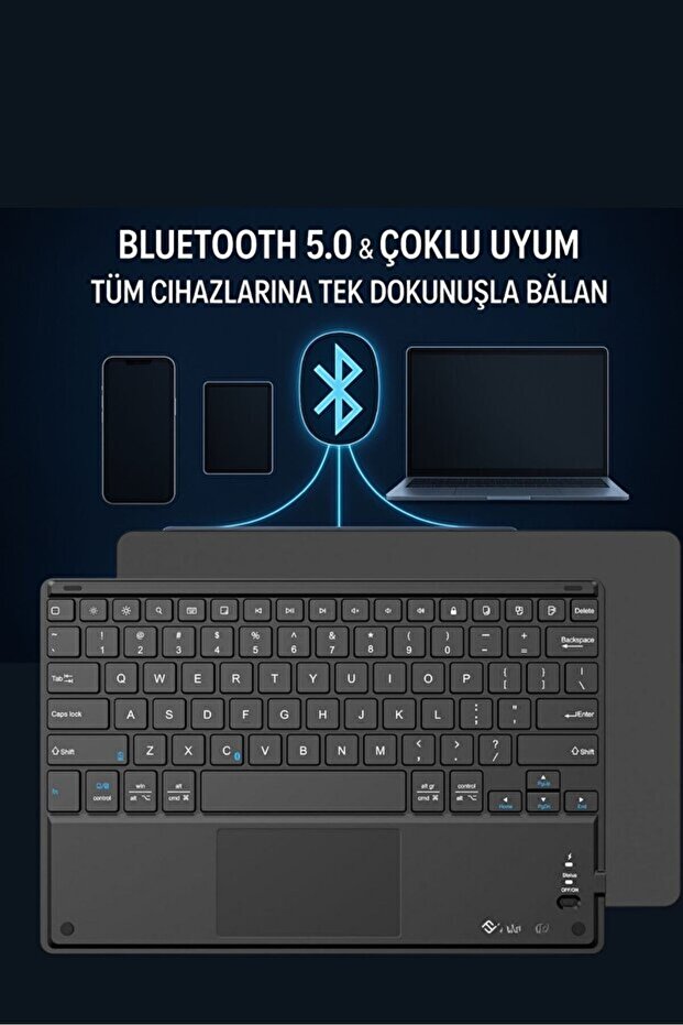 Kablosuz Şarjlı Bluetooth Klavye Mouse Touchpadli Seti Ve Bluetooth Kulaklık - 5