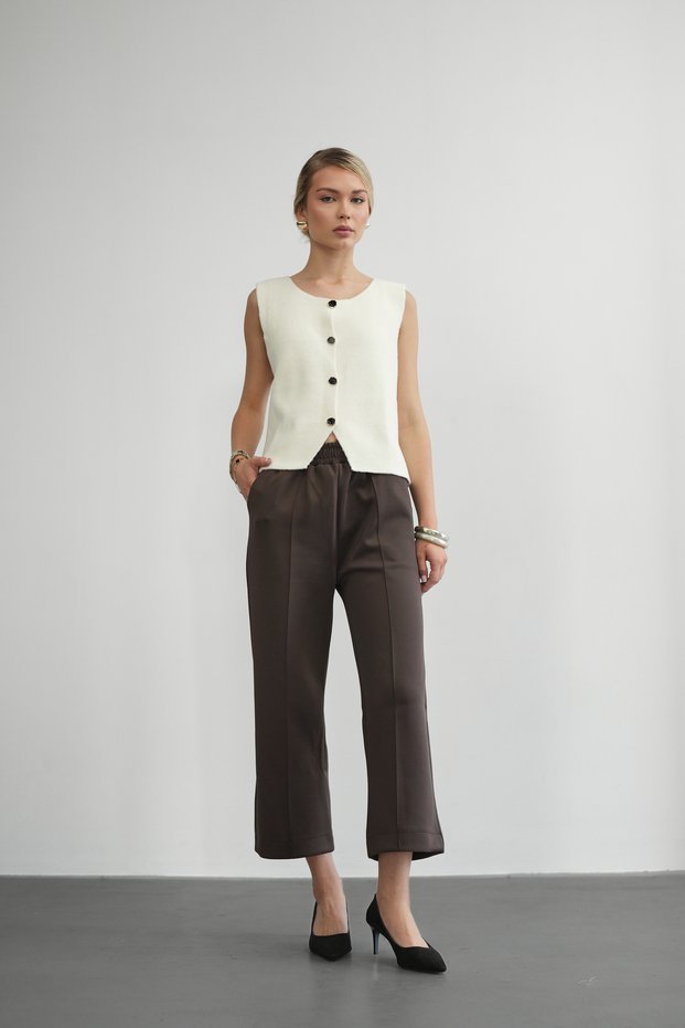 Women's Yumoş Knitwear Stylish Buttoned Sleeveless Vest