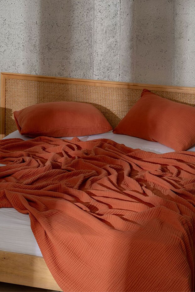 Müslin Yatak Örtüsü Ultra Yumuşak Yüksek Kaliteli 4 Kat Muslin Pike (Tek Kişilik (240x240 cm) - 5