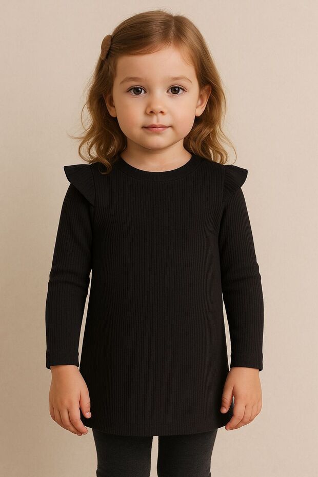 Bluz with Ribbed Ruffle Detail