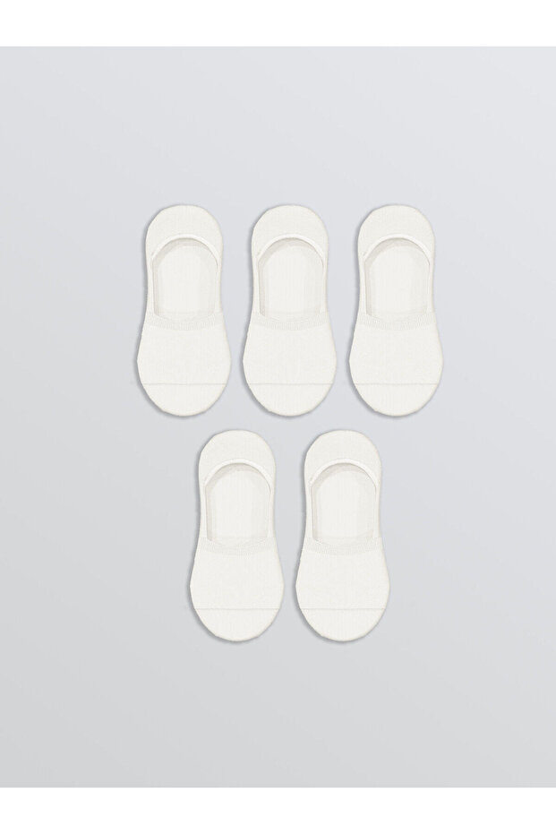 Two Mt Shop Quality Lcw Dream Ecru Plain 5-Piece Pack Women's Ballerina Socks
