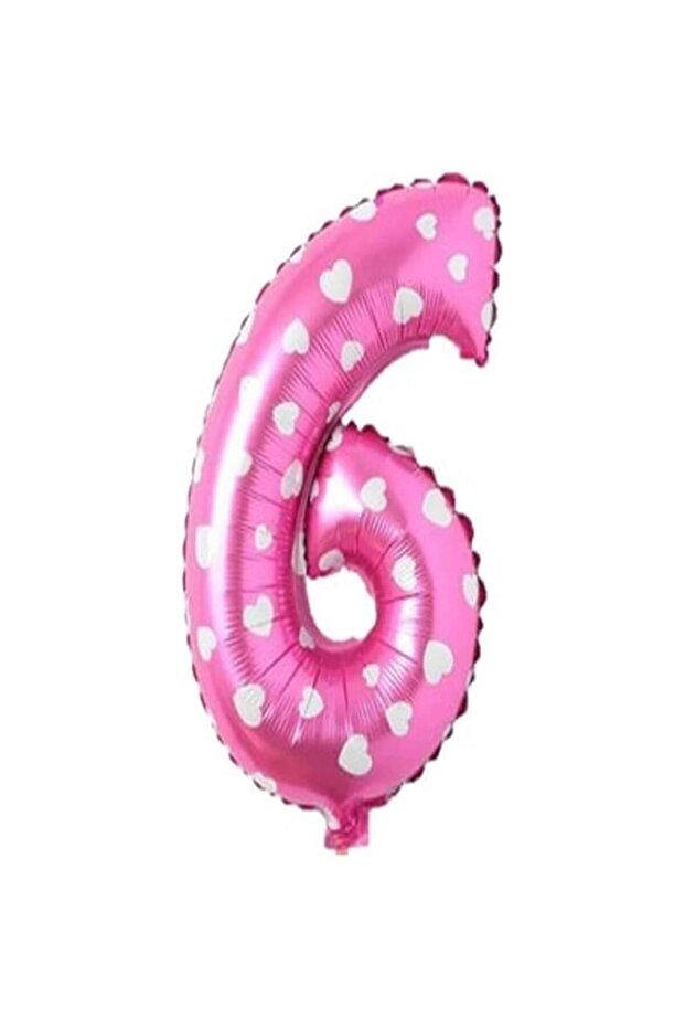 Dotted Pink Color Number Foil Balloon 40 cm - 6