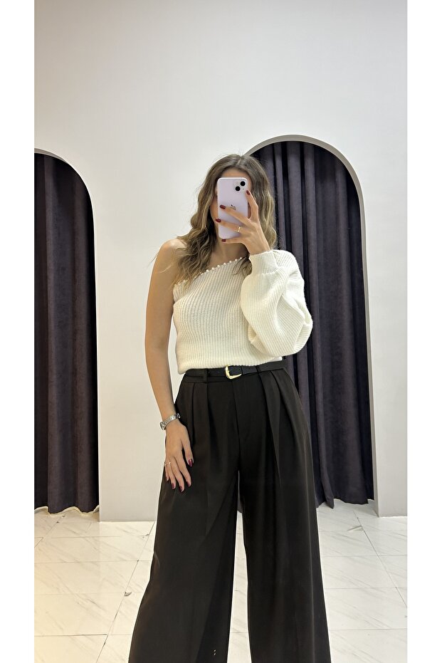 Tek Omuz İncili Triko - 1