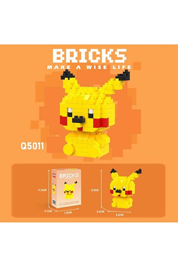 Bricks Pikachu Yapı Oyuncak – Pokémon Karakter Mini Bricks Yapı Oyuncağı - 1