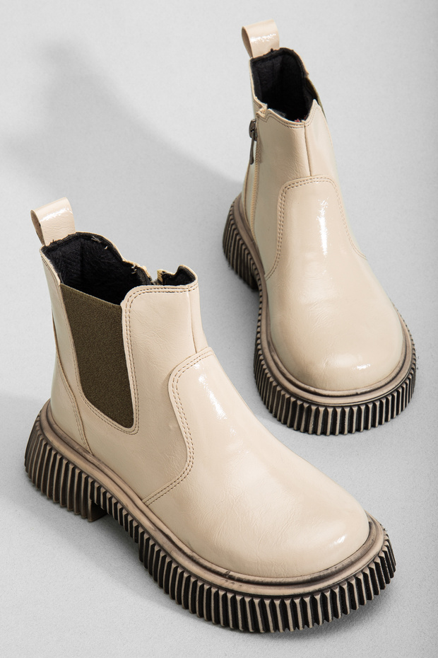 Çocuk cilt bot Erkek ve kız bot Günlük Ortabedik Yüksek Taban BOT - 4