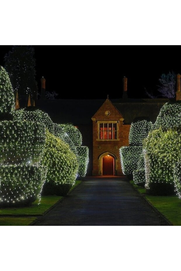 Christmas Net Light, 24 m x 1 m, 960 LEDs, Cold White, 8 Light Modes, Extendable - 1
