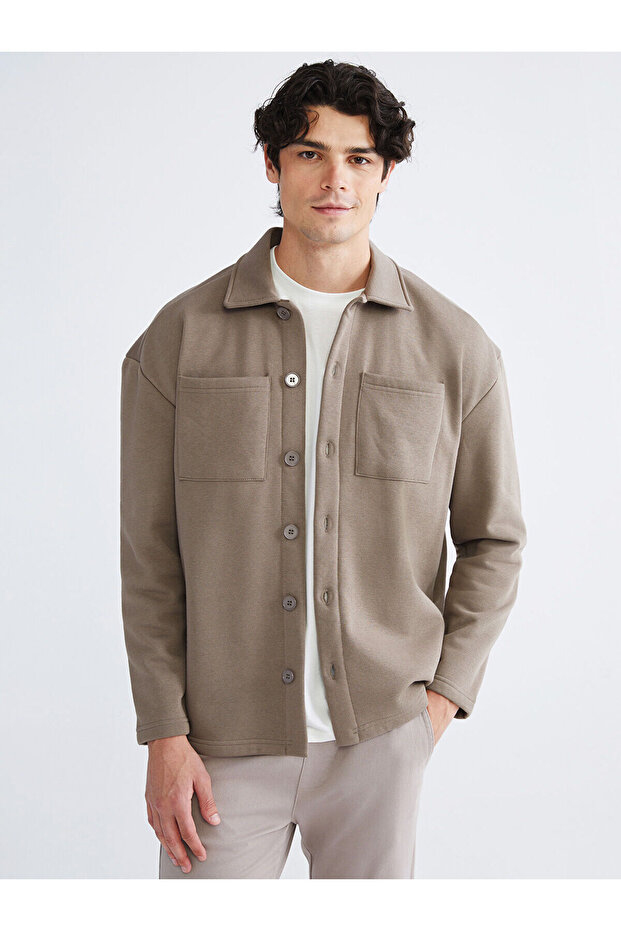 Ozmarka New Season Polo Collar Buttoned Men's Cardigan