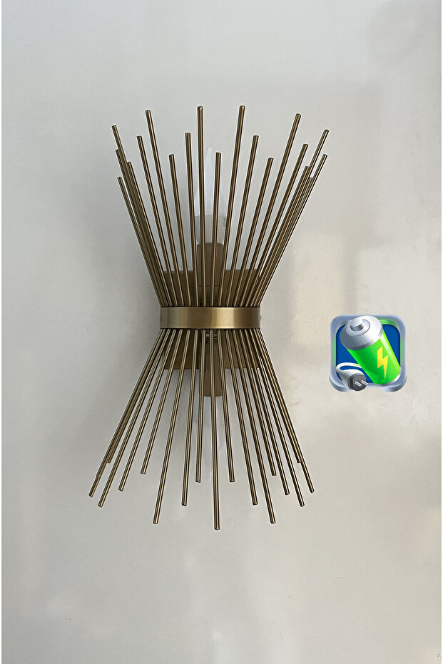 Şarj Et Kullan Eskitme Kirpi Şarjlı Pilli Aplik e14 Özel Tasarım Lamba Metal Modern - Tek Adet - 1