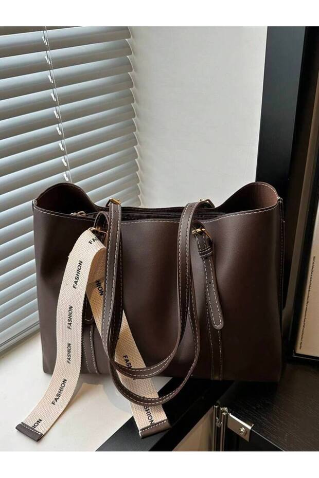 حقيبة يد وكتف Fashion كبيرة للنساء، بحزام عريض