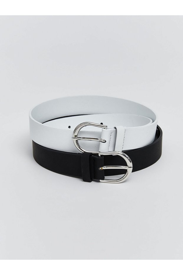 New Season Leather Look Women's Belt 2-Piece - S5R904Z8