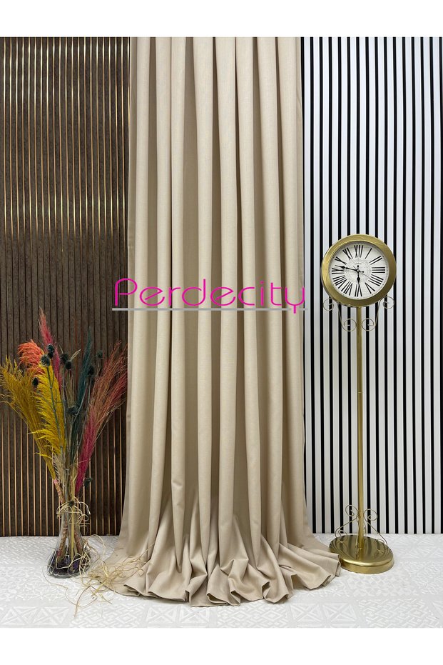 Natural Linen Bohemian Style Beige Background Curtain 1X3 Frequent Pleats No Ironing Suitable for Any Room