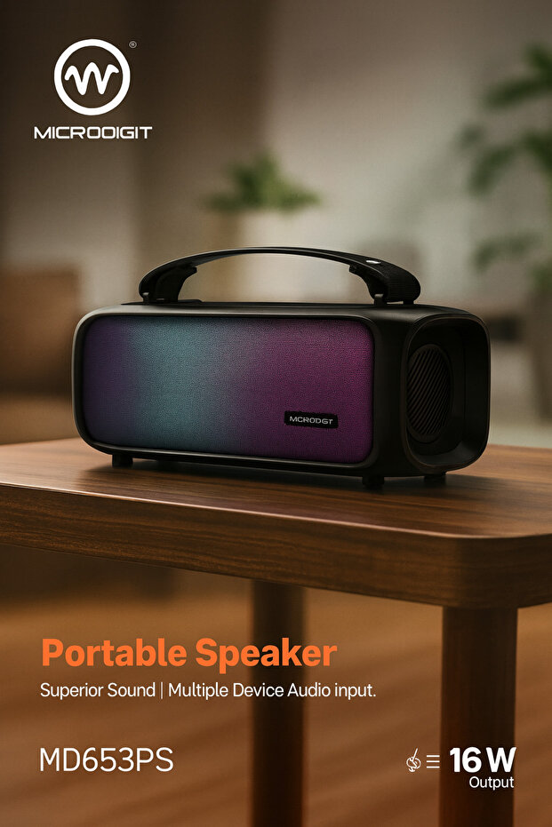 Microdigit 16W Portable Bluetooth Speaker with RGB Lighting and Powerful Sound – MICRODIGIT MD653PS - 2