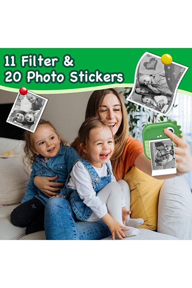 Children's camera with instant printing function, Vala® M2, dinosaur, 48 Mpx 1080P - 3