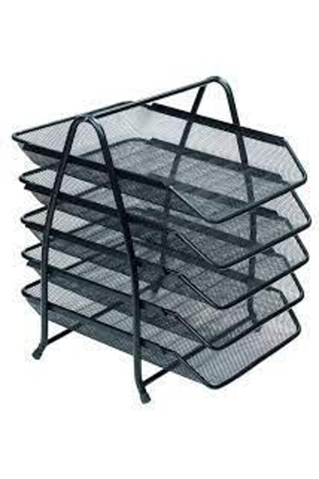 رفوف ملفات سلكية 5 قطع باللون الأسود - 1