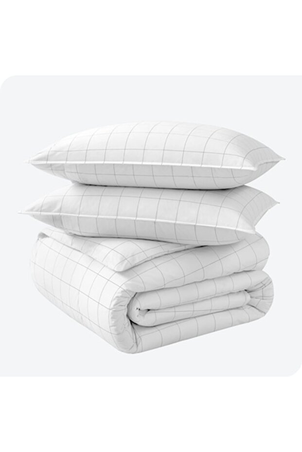 Cotton Bedding Set, 300 Thread Count, Full/Queen, 180x200cm, White/Black - 1