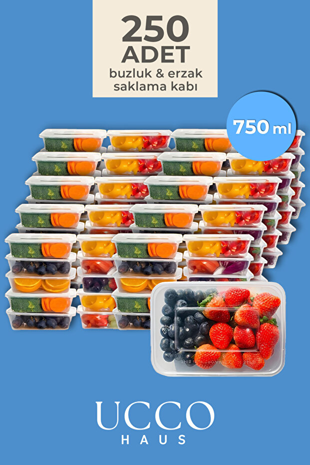 250 قطعة سعة 750 مل مجموعة حاويات تخزين اقتصادية للثلاجة والفريزر مانعة للتسرب ومنظم للثلج