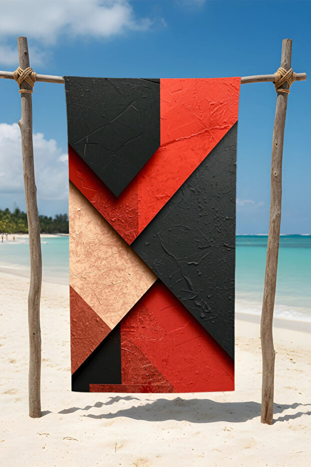 منشفة شاطئ قطنية بنمط شكل حاد – تصميم منقوش – 75x150 سم - 2