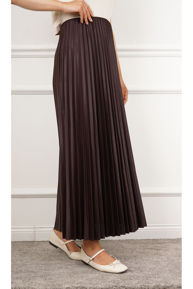 Deri Görünümlü Piliseli Etek - 3