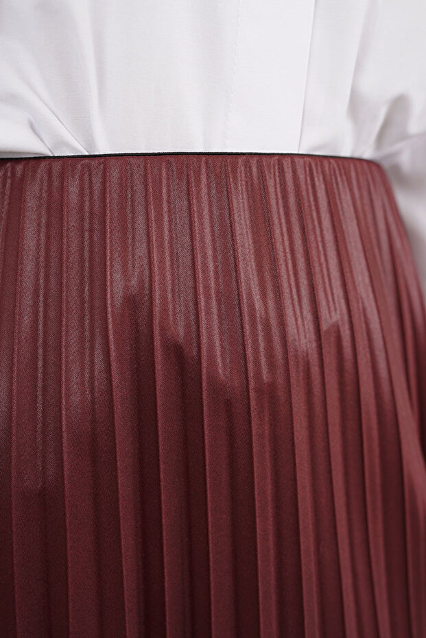 Deri Görünümlü Piliseli Etek - 3